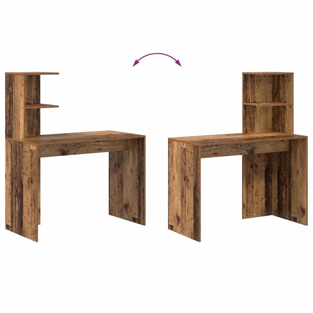 Berkfield Home Minimalist Old Wood Writing Desk in Brown, W: 100 cm, D: 74 cm, H: 74 cm – 8