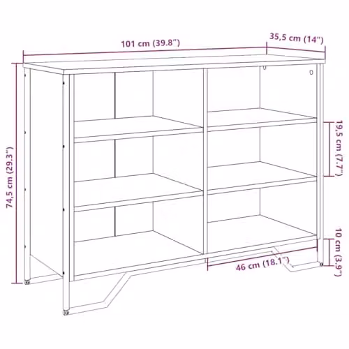 vidaXL Modern Sideboard in Brown, W/D/H: 101 x 35.5 x 74.5 cm – 2
