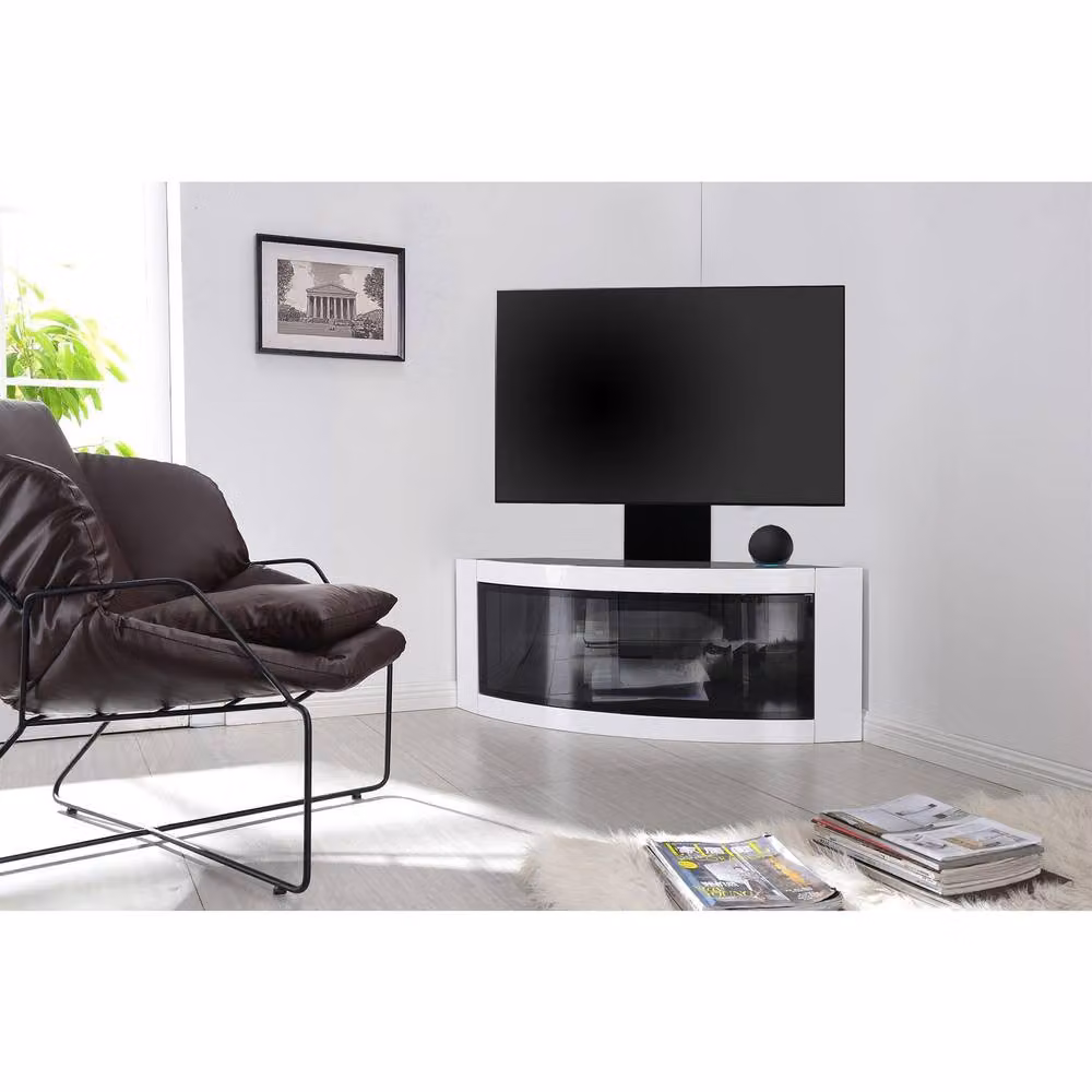 Centurion Supports PANGEA Tru-Corner Flat Screen 32-55 inch TV Cabinet with Mounting Arm in Black, White or Multicolour – 3
