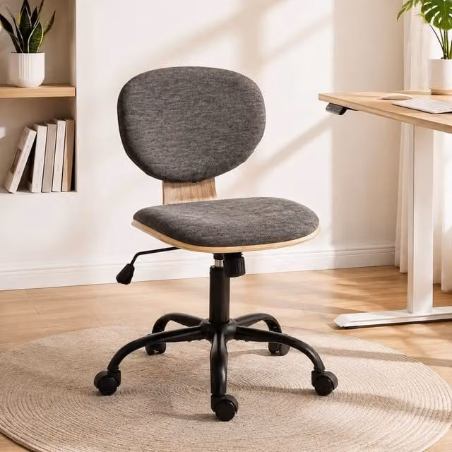 STILVORA Grey Fabric Office Task Chair with 360 Degree Swivel and Rocking Function – 1
