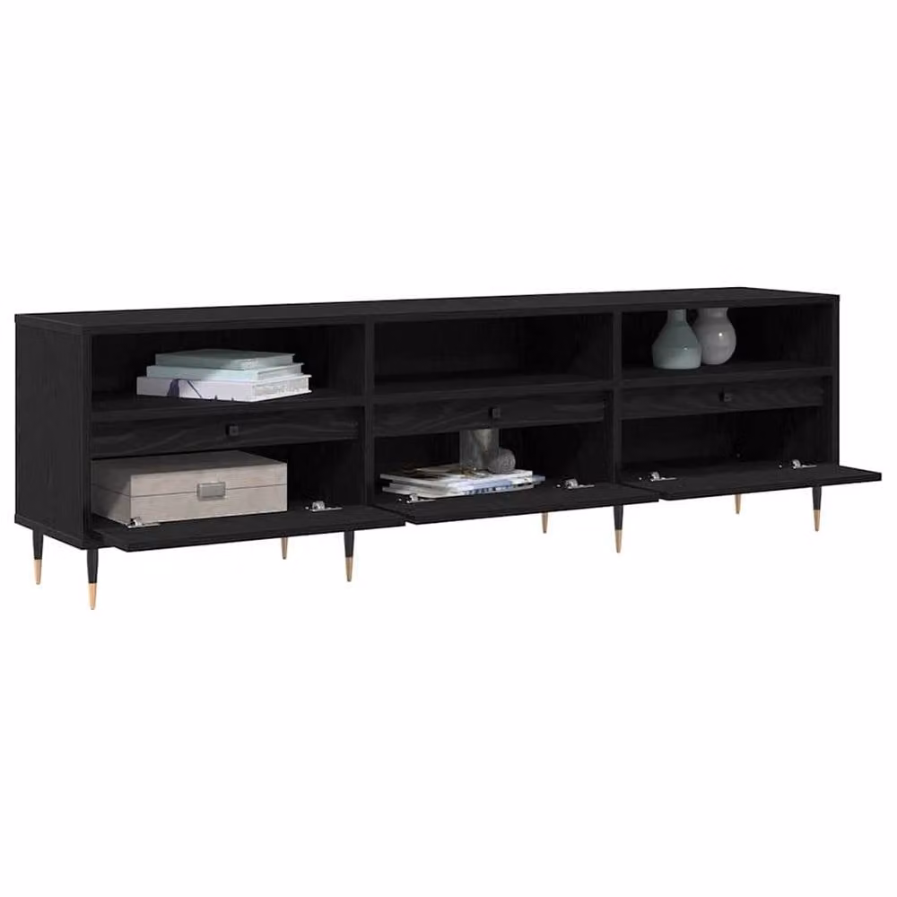 Berkfield Home Modern Black Oak TV Cabinet W/D/H: 150 x 30 x 44.5 cm – 3