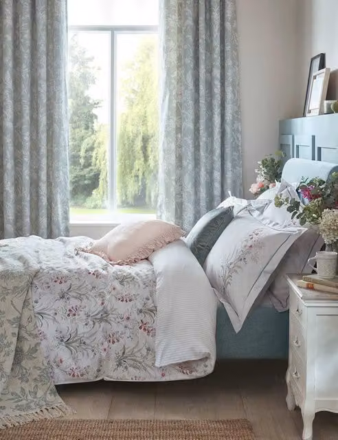 Laura Ashley Mosedale Posy Floral Cotton Sateen Bedding Set, Sand and Multicolour, W: 90 cm, L: 190 cm