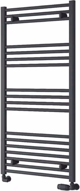 Bathroom Kingdom Capo Anthracite Straight Heated Towel Rail, Grey, W: 120 cm, H: 60 cm
