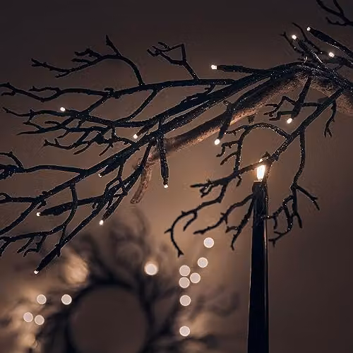 Lights4fun Pre Lit Black Twig Halloween Garland with 40 Warm White Micro LEDs, Battery Operated, 150 cm – 2