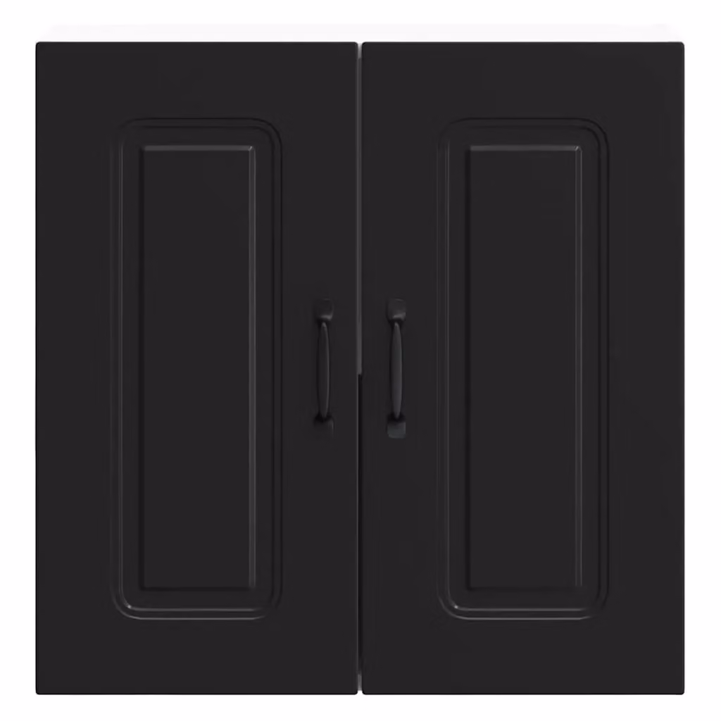 Berkfield Home Kalmar Black Matt Modern Wall Mounted Kitchen Cabinet with Hinged Doors and Internal Shelves – 4