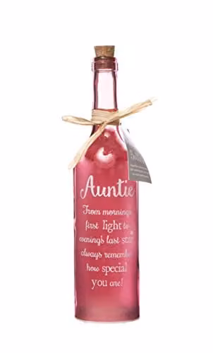 Boxer Gifts Auntie Light-Up LED Starlight Glass Bottle in Pink and Multicolour