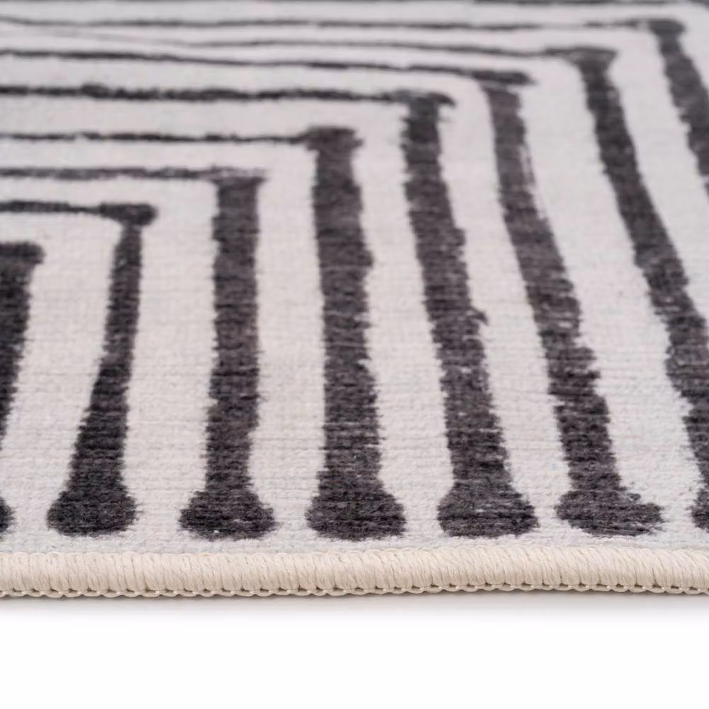 Kukoon Black and Cream Geometric Washable Modern Living Room Rug, W: 280 cm, D: 380 cm – 5