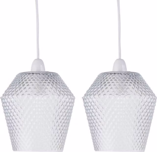 First Choice Lighting Set of 2 Porter Transparent Textured Glass Cylinder Easy Fit Pendant Shades