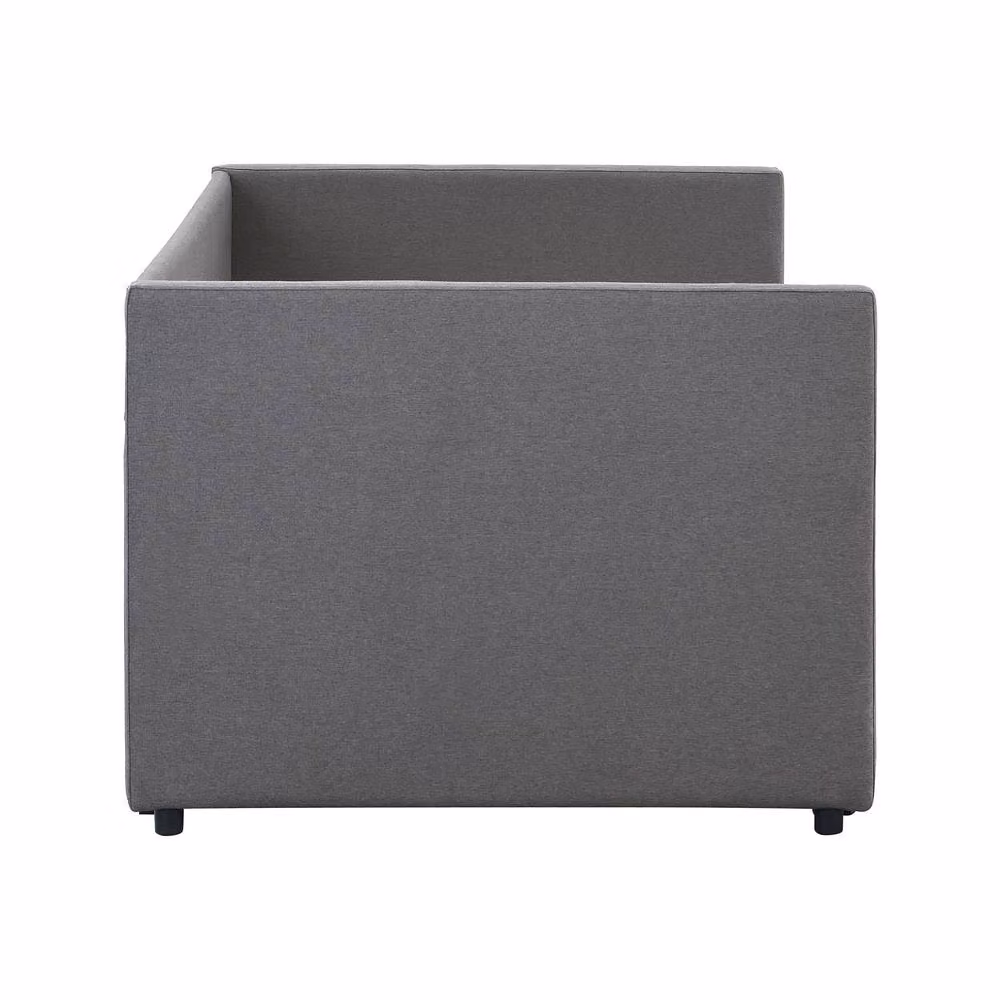 Merax Grey Linen Upholstered Single Daybed with Lift-Up Trundle Bed, W/D/H: 190 x 90 x 73 cm – 3