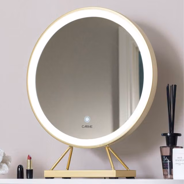 CARME Belle Medium Frame Touch Sensor LED Makeup Mirror with Lights in Gold