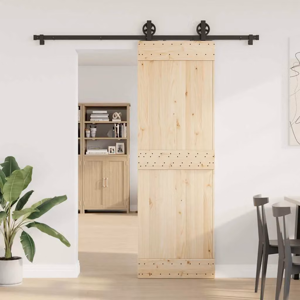 Berkfield Home Matt Black Steel Sliding Door Hardware Kit – 2