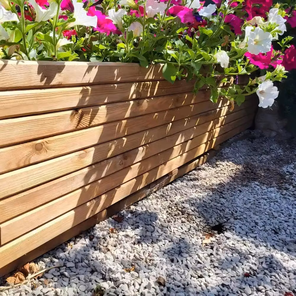 Woven Wood Pine Raised Trough Garden Planter in Sand, Beige or Brown, 200 cm – 6