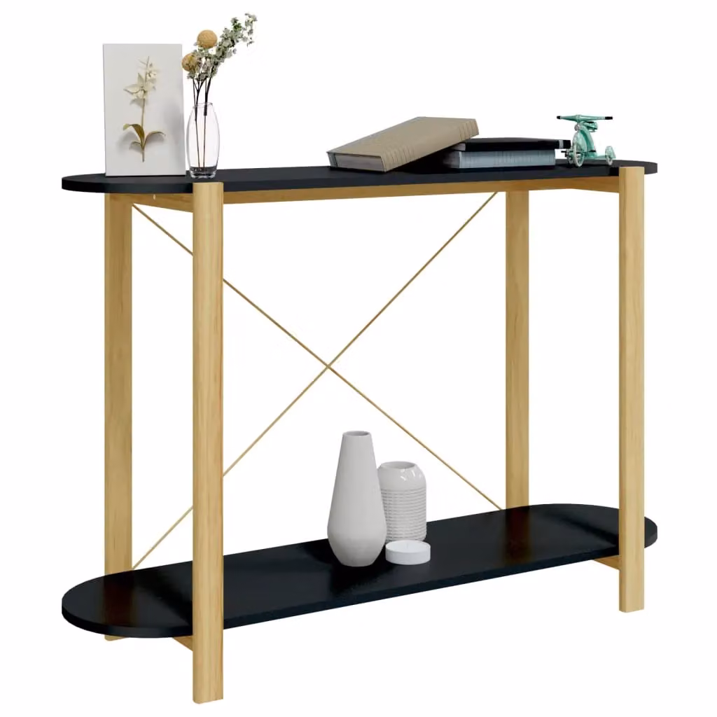 Berkfield Home Black Engineered Wood Console Table, W: 110 cm, D: 38 cm, H: 75 cm – 3
