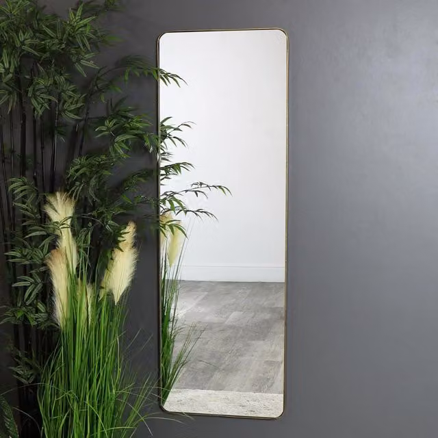 Melody Maison Tall Brushed Gold Wall and Leaner Mirror, Rectangular, W: 47 cm, H: 142 cm – 1