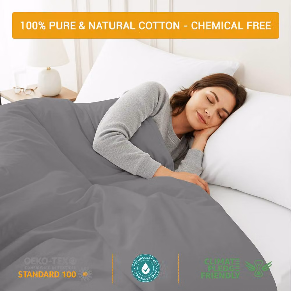 Pamposh 4 Piece Egyptian Cotton Double Duvet Set with Matching Fitted Sheet in Grey – 4
