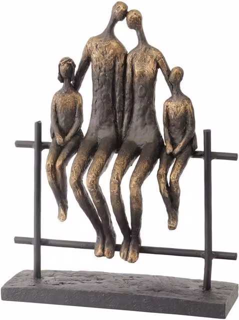 Libra Interiors Duxford Bench Family Of Four Abstract Sculpture in Bronze and Brown