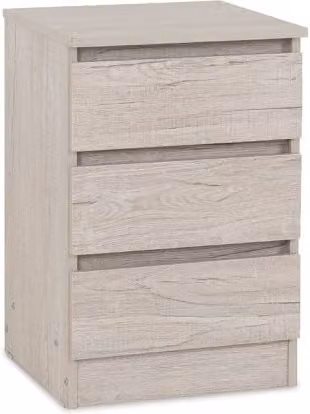 Seconique Malvern Urban Snow 3 Drawer Bedside Table in White