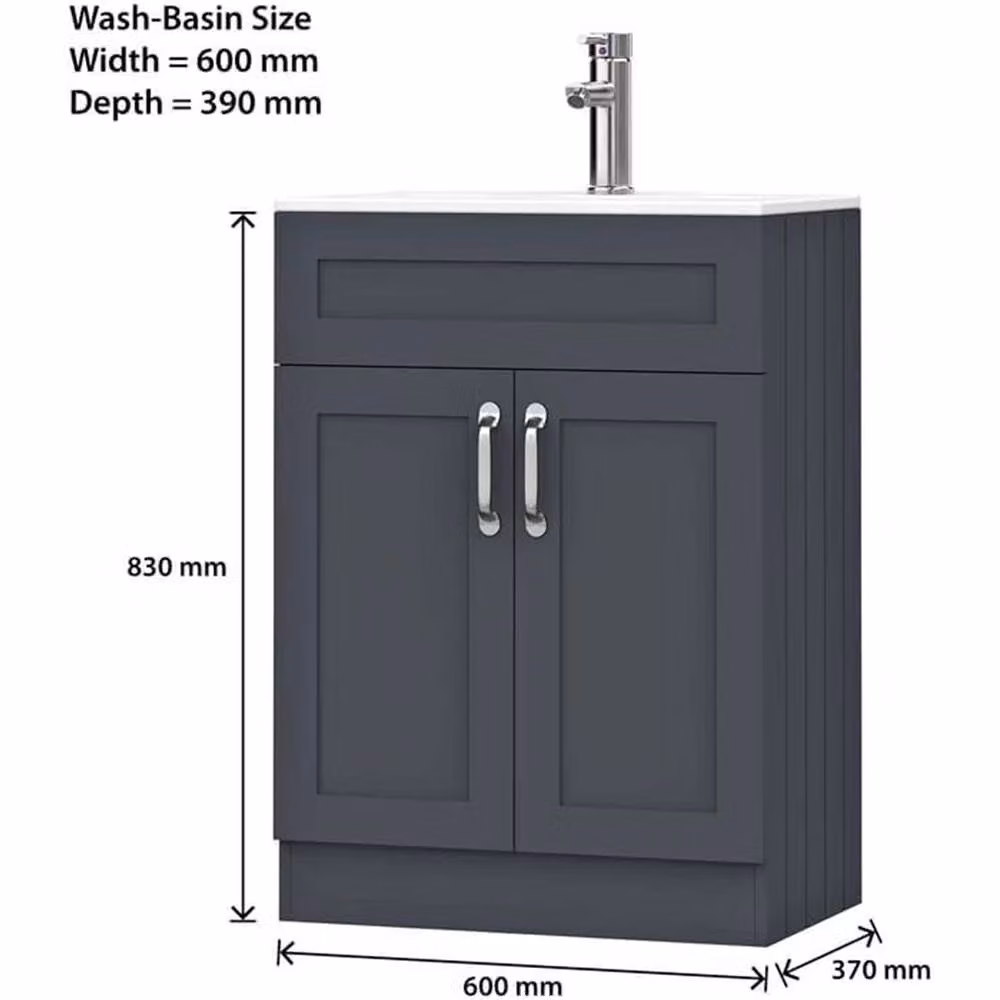 FORGEVIO Crawle Grey Modern Freestanding Bathroom Vanity Unit with Basin Cabinet and Internal Shelves – 2