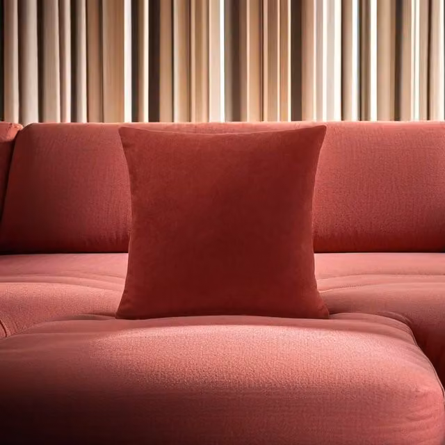 Luxor Living Red Velvet Chenille Square Cushion, W/D/H: 55 x 55 x 55 cm
