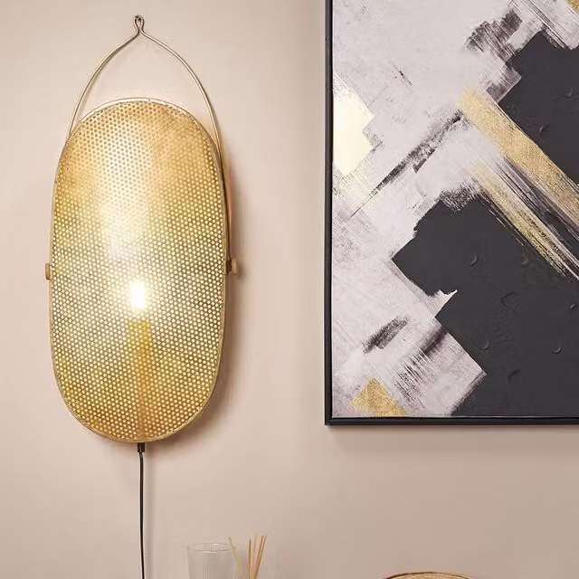 Wyld and Coco Oval Brass Wall Lamp in Bronze and Gold/Brass