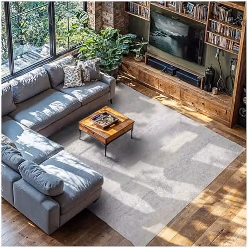 tectake Vintage Abstract Rug in Beige, Black and Grey, Washable and Non-Slip, W/D: 240 x 340 cm – 1