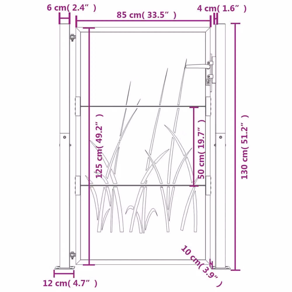 Berkfield Steel Garden Gate in Anthracite, W: 105 cm, H: 130 cm – 6