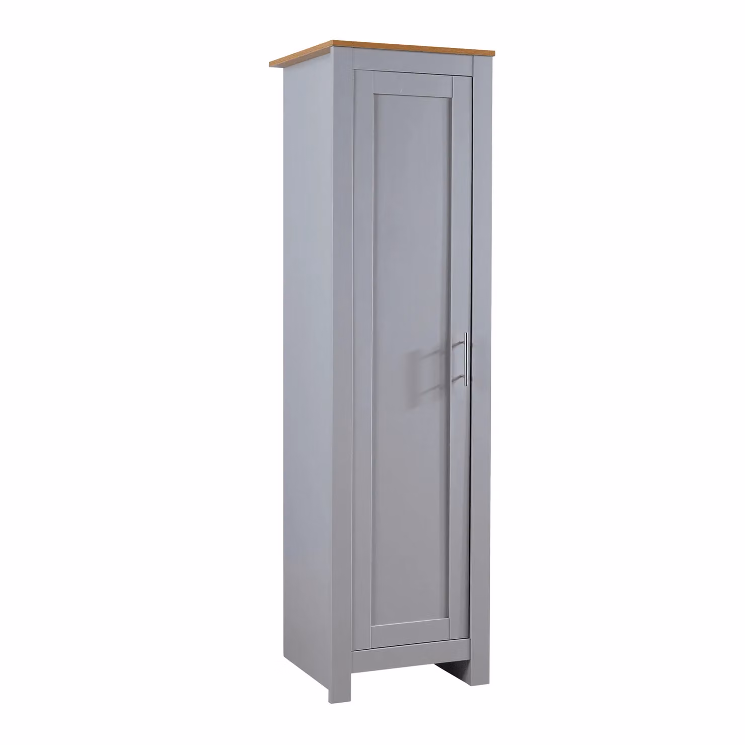 Home Source 1 Door Wardrobe with Oak Top and Internal Shelving in Grey and White – 2