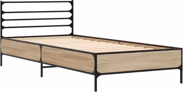 Berkfield Home Durable Bed Frame in Sonoma Oak, Brown, W/D/H: 90 x 200 x 74 cm