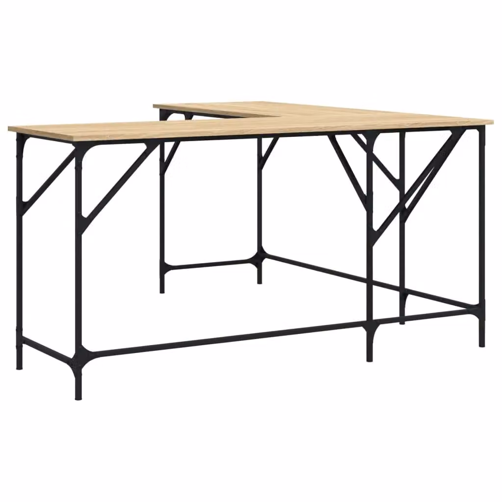 Berkfield Home Sonoma Oak Corner Desk in Brown, W/D/H: 149 x 149 x 75 cm – 2