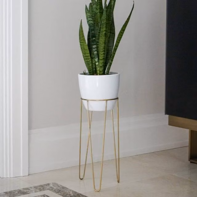 Ivyline Pianta Tabletop Plant Stand in Gold, H 35 cm x D 19 cm – 1