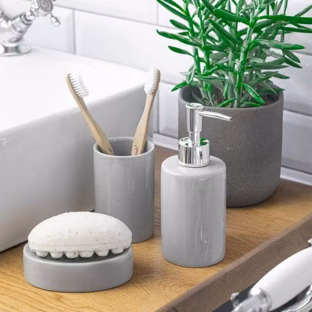 FLAVORA Ceramic Soap Dish, Grey