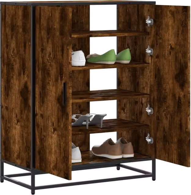 Berkfield Home Smoked Oak Shoe Cabinet in Brown, W/D/H: 75 x 38 x 97.5 cm – 1