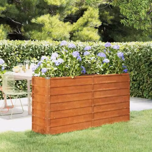 vidaXL Corten Steel Raised Bed in Brown, W/D/H: 160 x 40 x 77 cm – 2