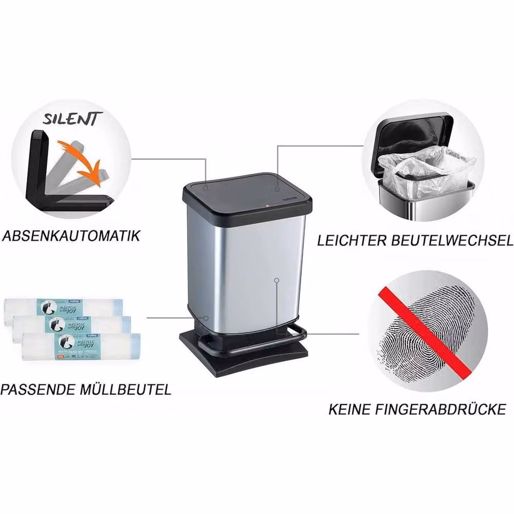 KORVIXA 20L Silver Pedal Trash Can with Lid and Fingerprint-Proof Stainless Steel Finish – 4