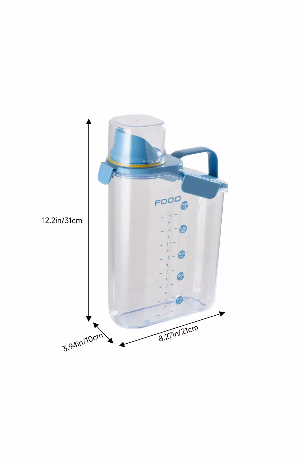 Living and Home 2.8L Airtight Cereal and Dry Food Storage Container with Measuring Cup in Clear – 2