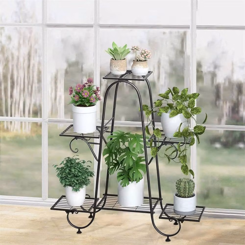 EONLION 6 Tier Metal Plant Stand in Matt Black – 3