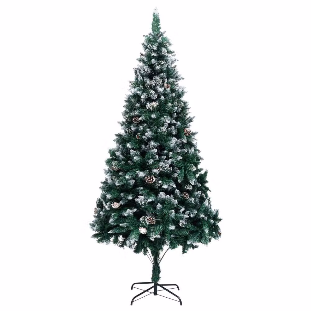 Berkfield Home Artificial Christmas Tree with Pine Cones and White Snow, Green, Height: 240 cm – 2