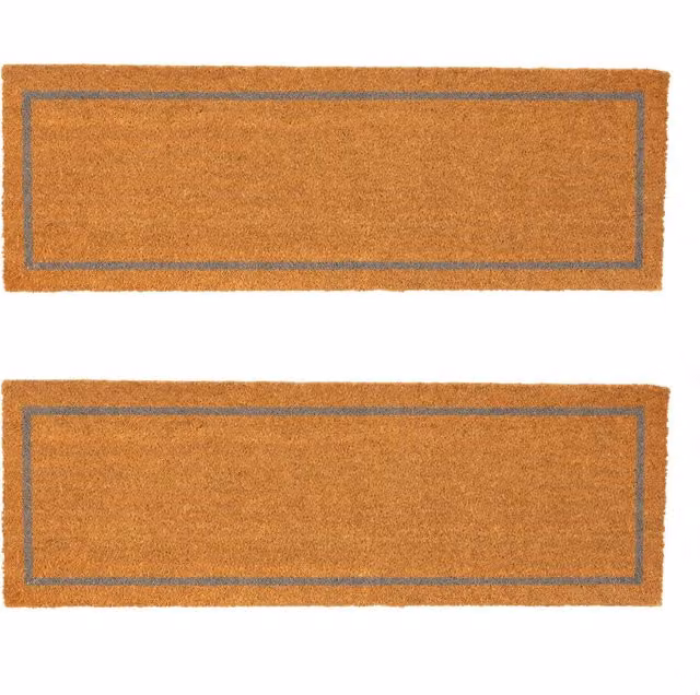 Nicola Spring Coir Door Mat Set of 2, Grey Inset in Brown, W: 120 cm, D: 40 cm – 1