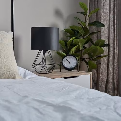 ValueLights Angus Geometric Black Metal Table Lamp with Fabric Shade – 6