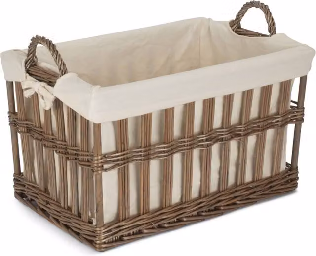 Red Hamper Malmo Openwork Wicker Laundry Basket with Removable Cotton Lining in Brown, Width: 40 cm – 1