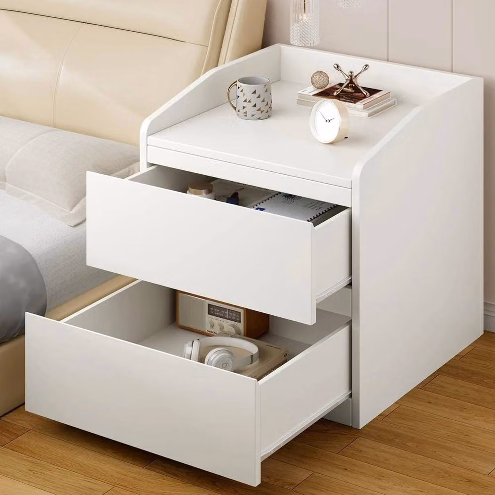 Havendro White 2 Drawer Nightstand and Bedside End Table – 2