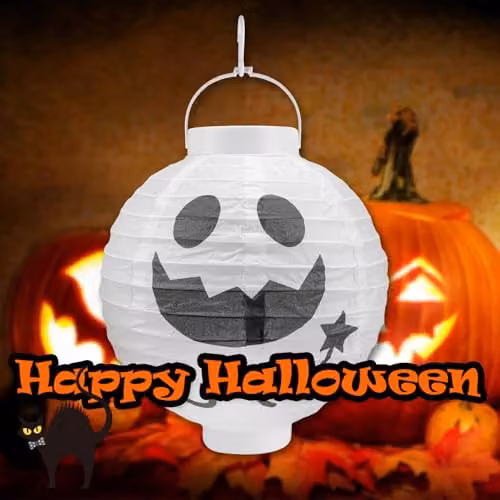 VFM e-Store Halloween Paper Lantern Pumpkin in White, 20cm – 7