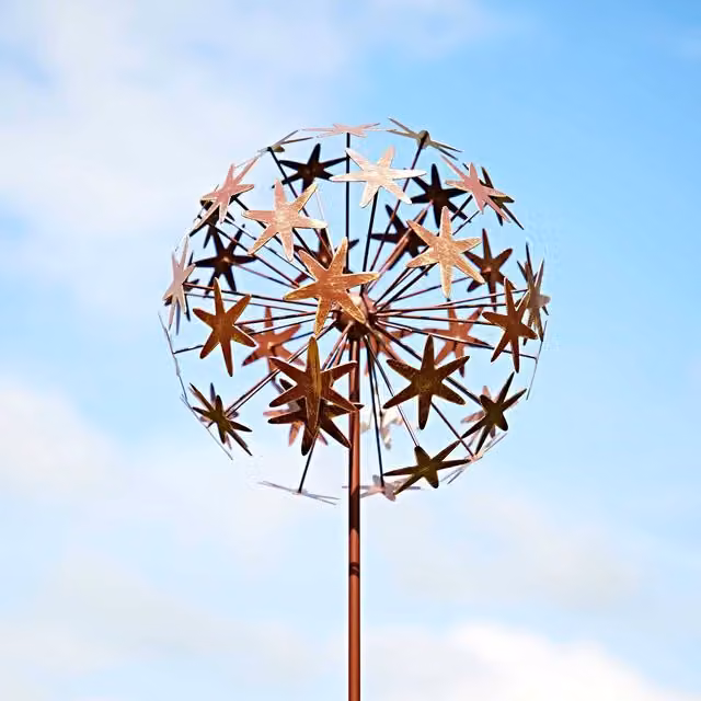 Paper High Metal Allium Flower Garden Stake Decoration in Brown and Copper