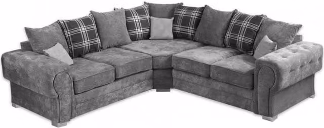 Furniture786Ltd Hampton 5 Seater L-Shape Fabric Corner Sofa in Grey