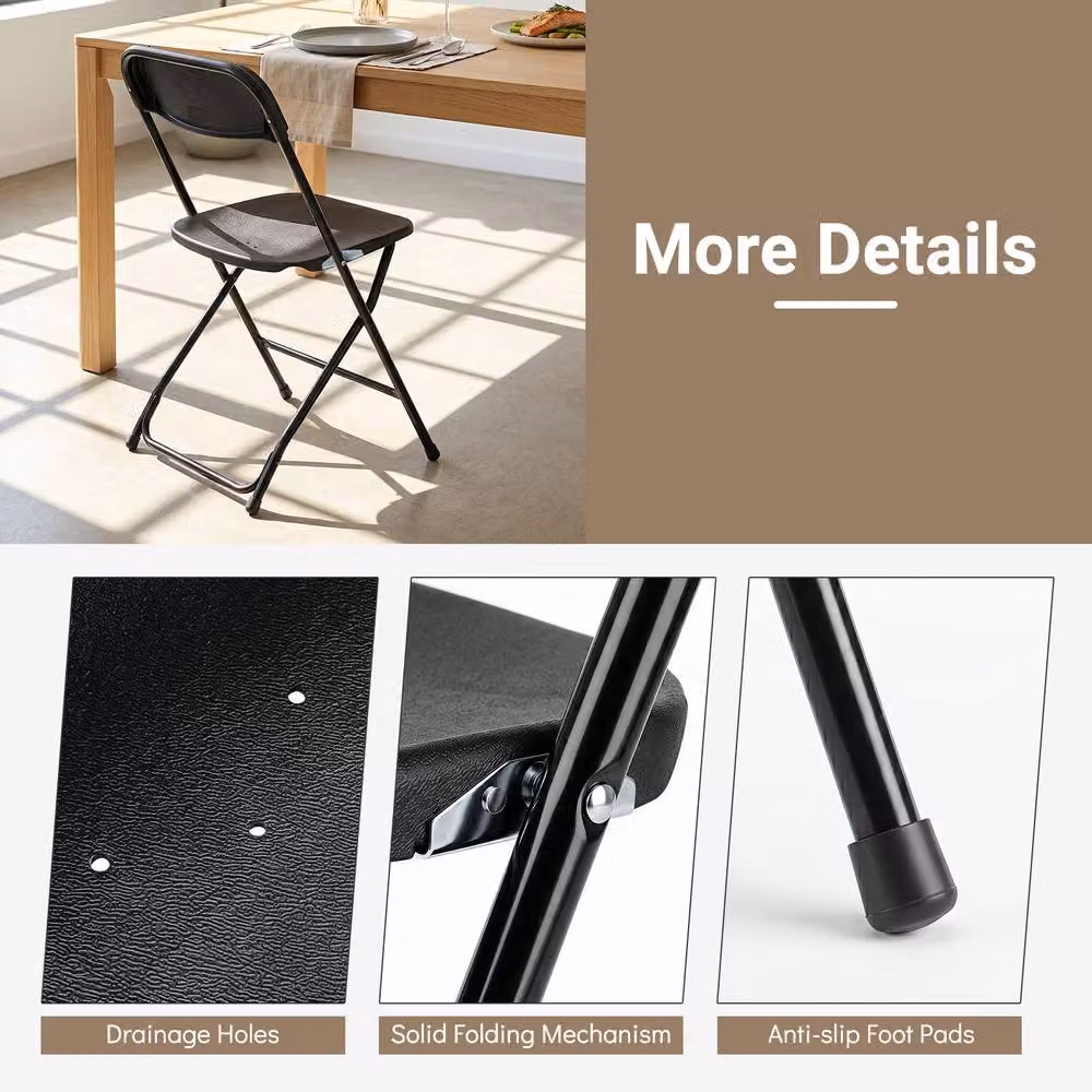 Gymax 4 Pack of Black Metal Folding Chairs – 10
