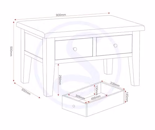 Seconique Windsor 2 Drawer Coffee Table in Ivory and Oak – 2