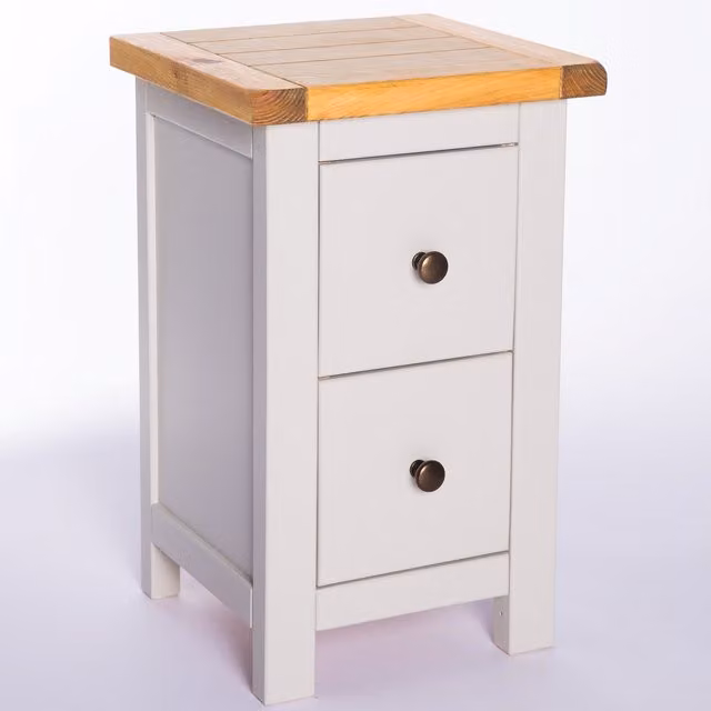 Cabinet Bits Argenta 2 Drawer Petite Bedside Cabinet in Grey with Gold Details