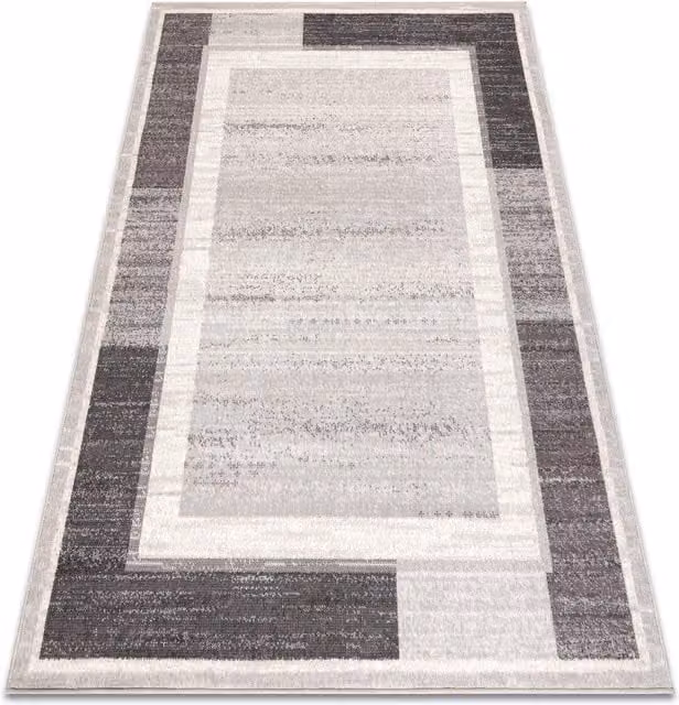 RugsX Geometric Minimalist Wool Rug in Beige and Grey, W: 80 cm, L: 150 cm