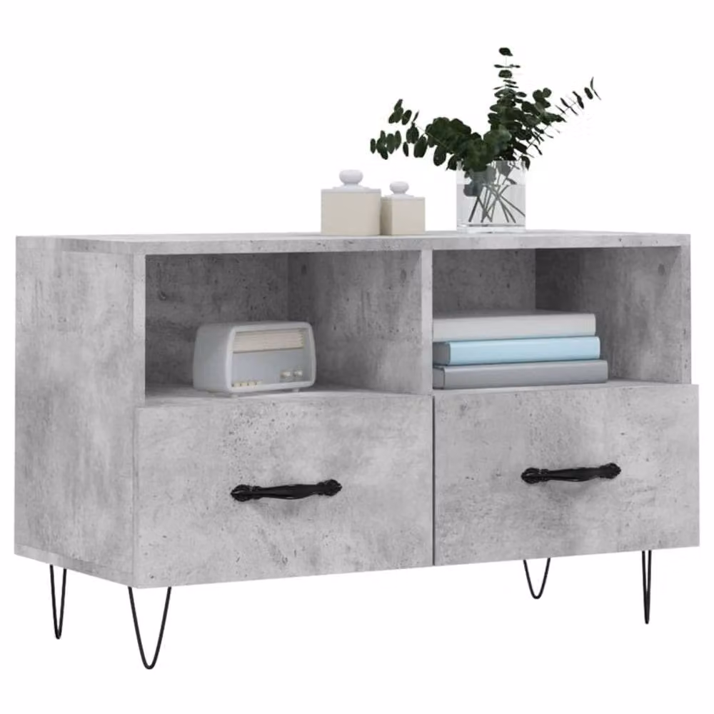 Berkfield Home Industrial TV Cabinet in Concrete Grey, W/D/H: 80 x 36 x 50 cm – 3