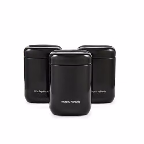 Morphy Richards Equip 3 Piece Airtight Storage Canister Set in Black, Stainless Steel